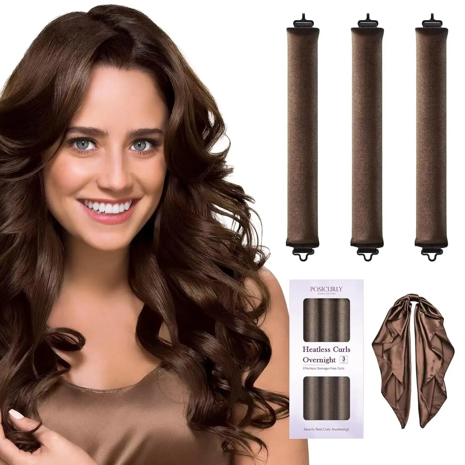 Heatless Hair Curler Set with Satin Scarf for Overnight Curls