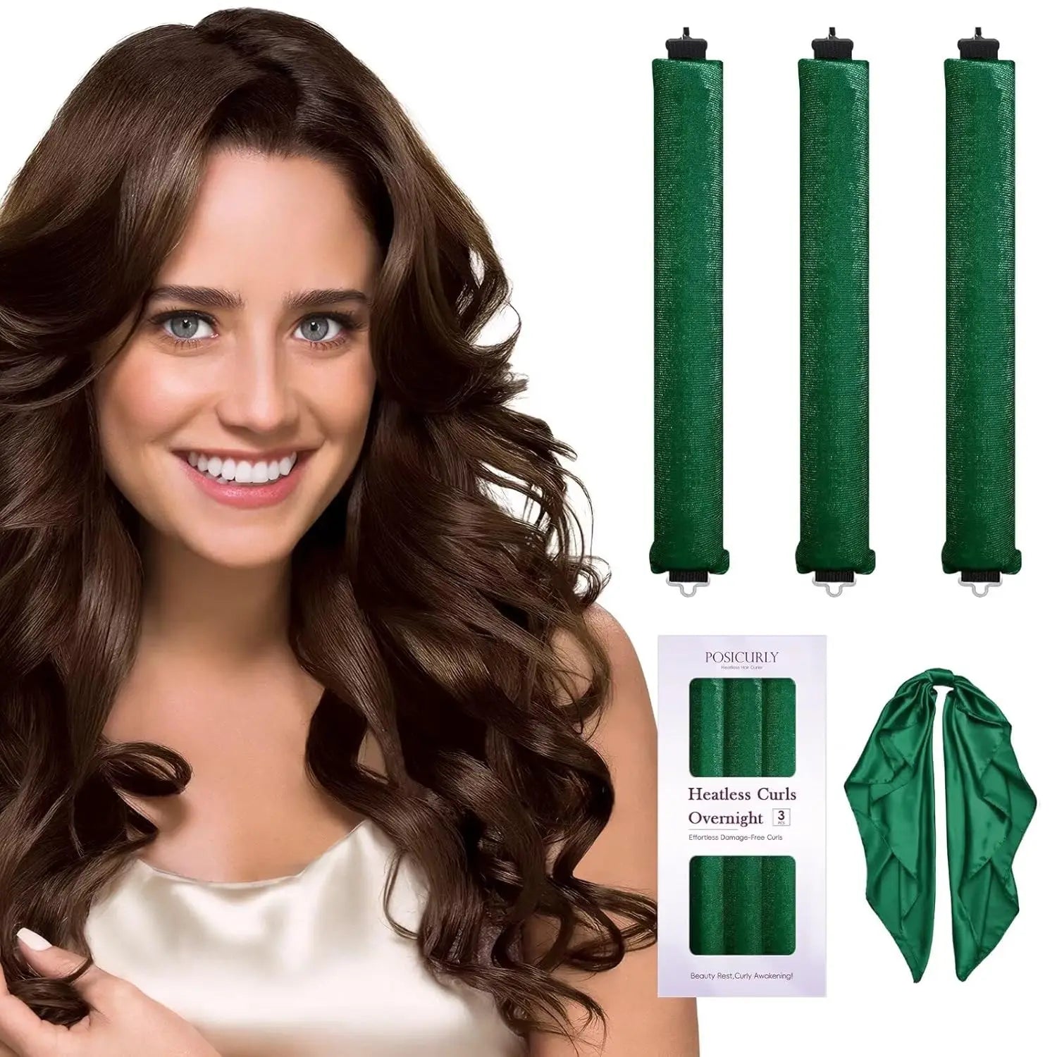Heatless Hair Curler Set with Satin Scarf for Overnight Curls