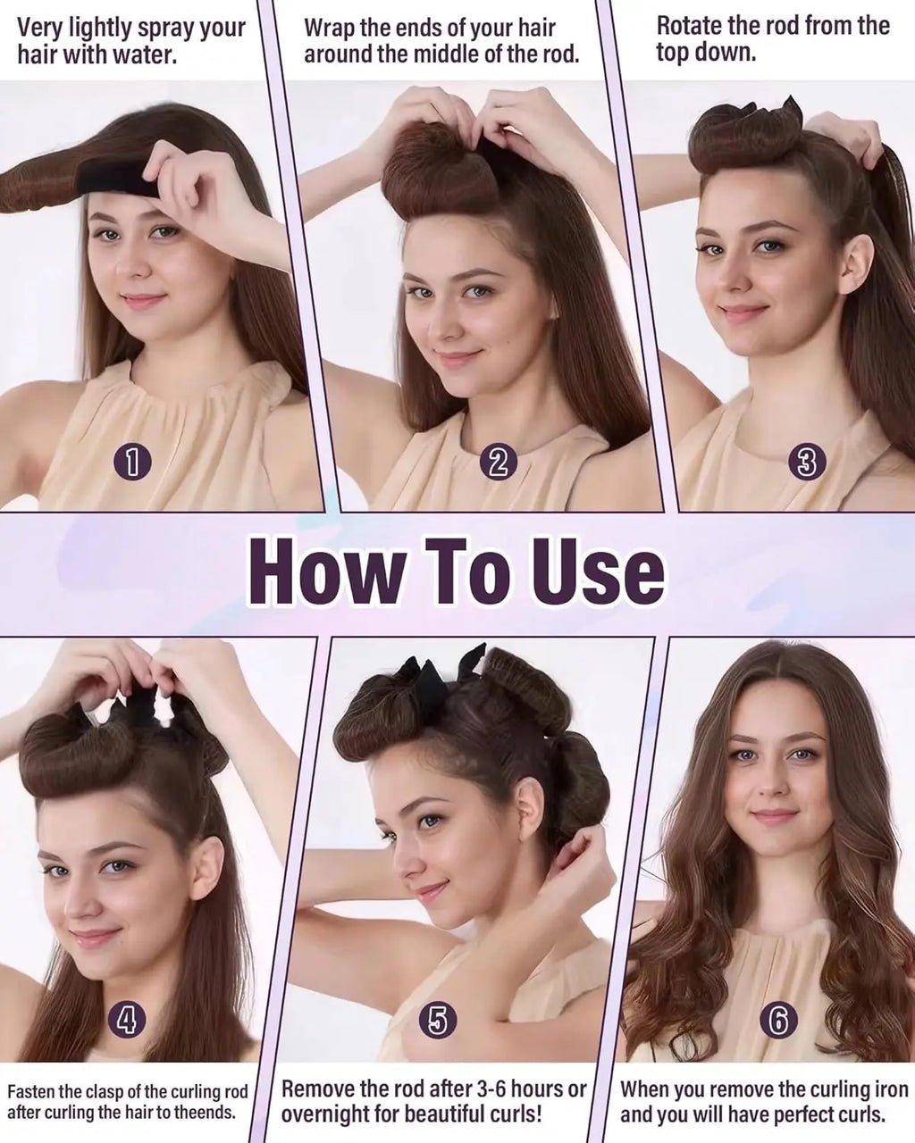 Heatless Hair Curler Set with Satin Scarf for Overnight Curls