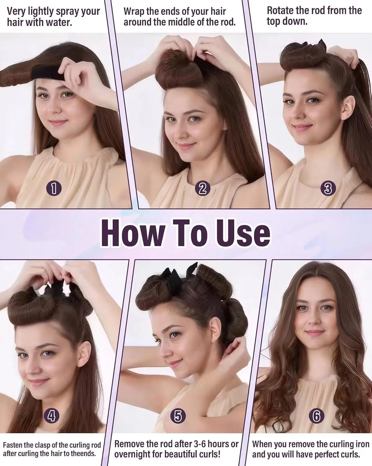 Heatless Hair Curler Set with Satin Scarf for Overnight Curls