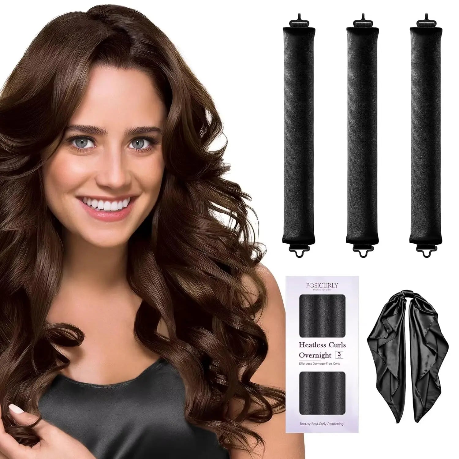 Heatless Hair Curler Set with Satin Scarf for Overnight Curls